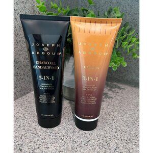 Joseph Abboud 3-In-1 Shampoo Conditioner Charcoal Sandalwood & Ember 8 Oz Lot 2